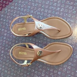 Michael Kors Ramona Wedge Sandal in Luggage color, Size 8.5